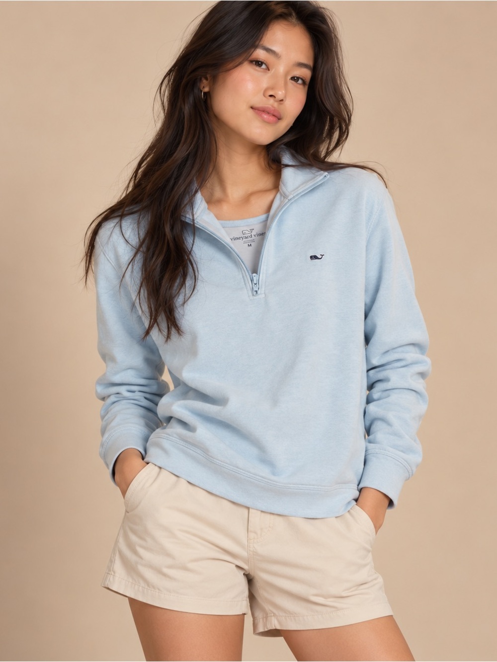 Vineyard Vines Light Blue Shep Style Quarter Zip Pullover Women’s M